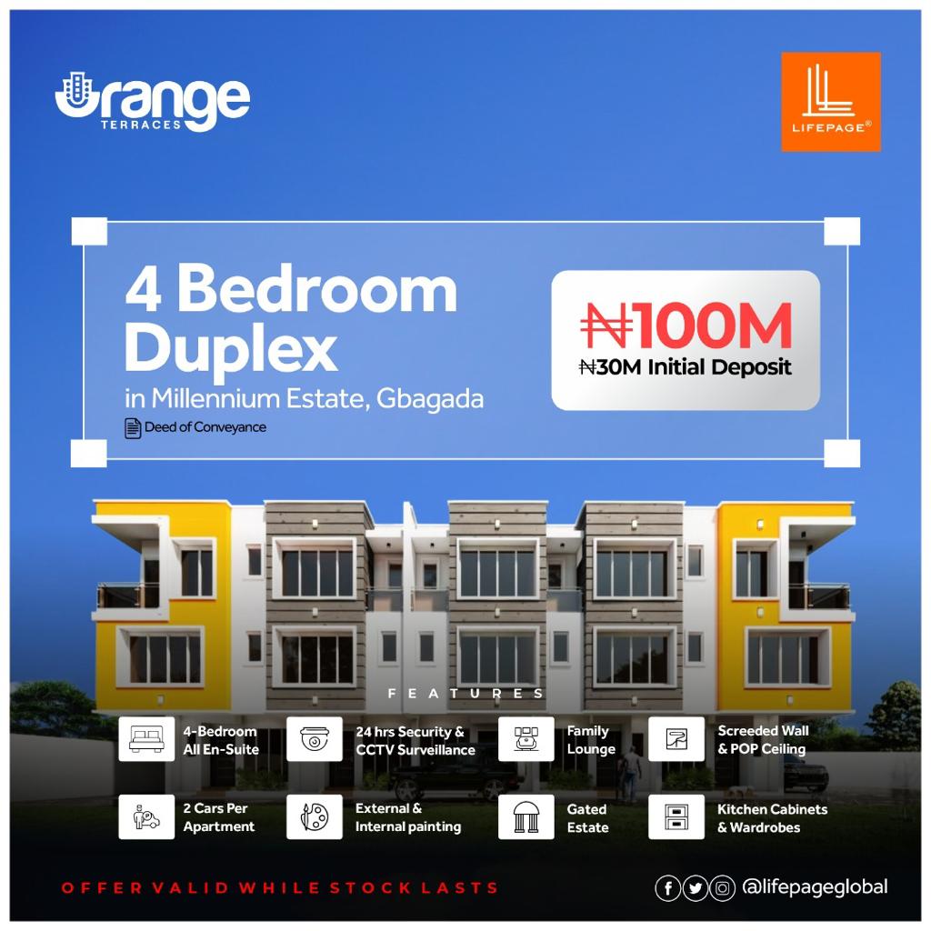 Orange Terrace consist of 4 bedroom duplex at gbagada, lagos