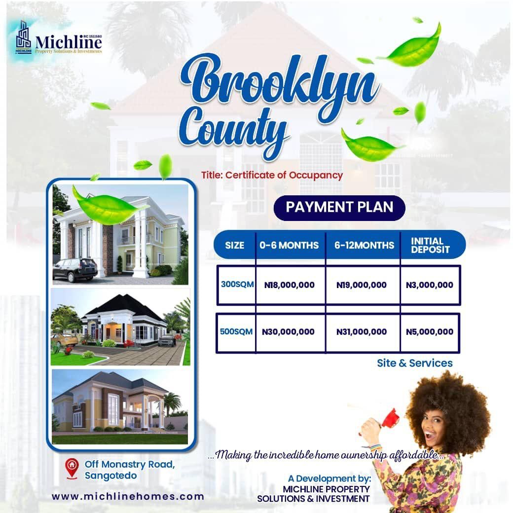 Brooklyn County is situated along Monastery Road, right behind Shoprite Sangotedo, Brooklyn County enjoys a strategic location that provides easy access to essential
