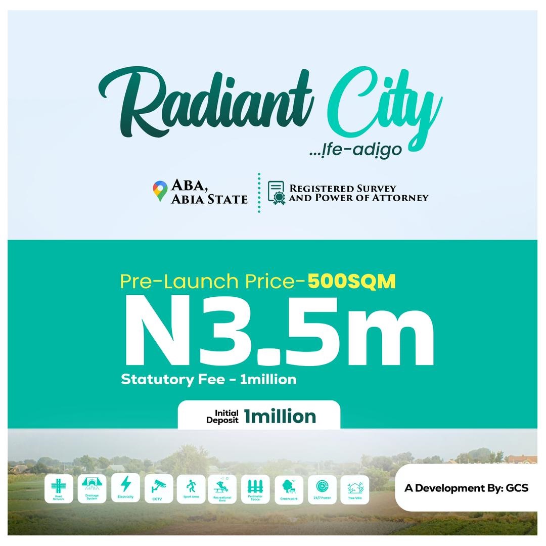 Radiant City, offers a unique opportunity to live in a secure, modern estate in the heart of Aba, Abia State, Nigeria.