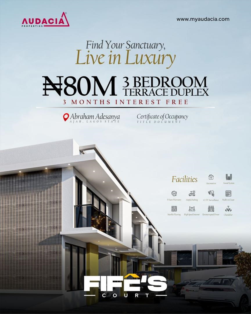 Discover a lifestyle of opulence and tranquility at Fife's Court. Nestled in the prestigious Abraham Adesanya neighborhood of Ajah, Lagos