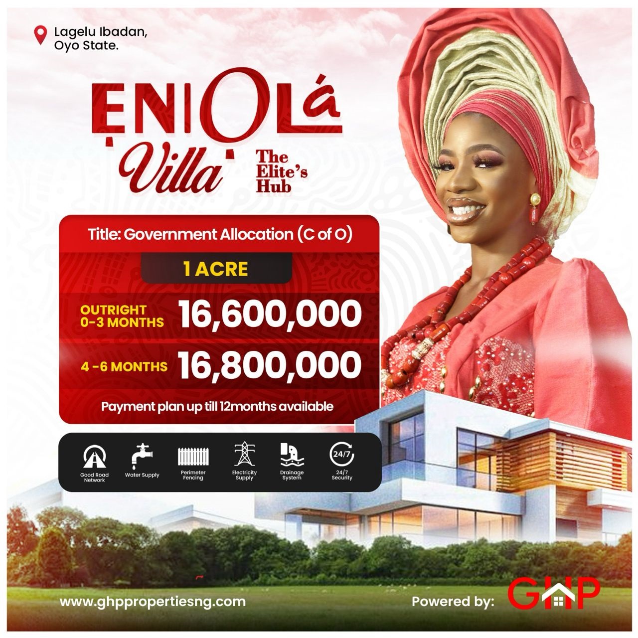 Discover Eniola Villa, a prestigious residential estate meticulously crafted to offer an unparalleled standard of living in the serene and picturesque community of Lagelu, Ibadan.