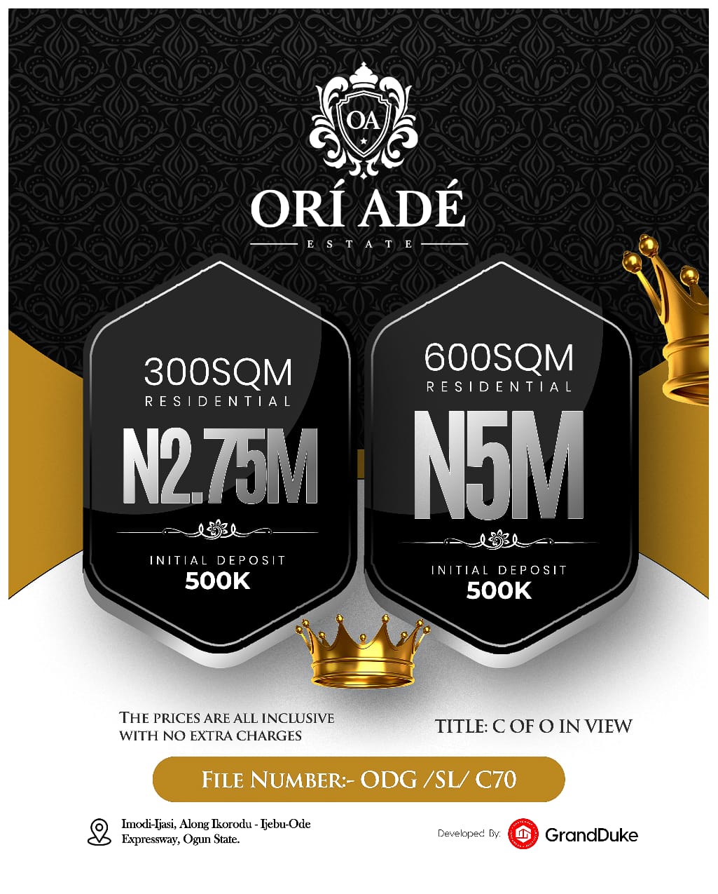 Ori Ade Estate. This exclusive residential haven, nestled in the serene environs of Imodi-Ijasi, Ijebu Ode, Ogun State