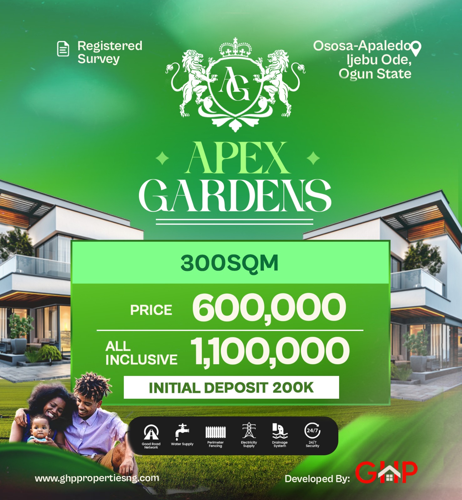 Discover a haven of tranquility and sophistication at Apex Garden Estate, nestled in the heart of Ososa Apa-Aledo, Ijebu-Ode, Ogun State