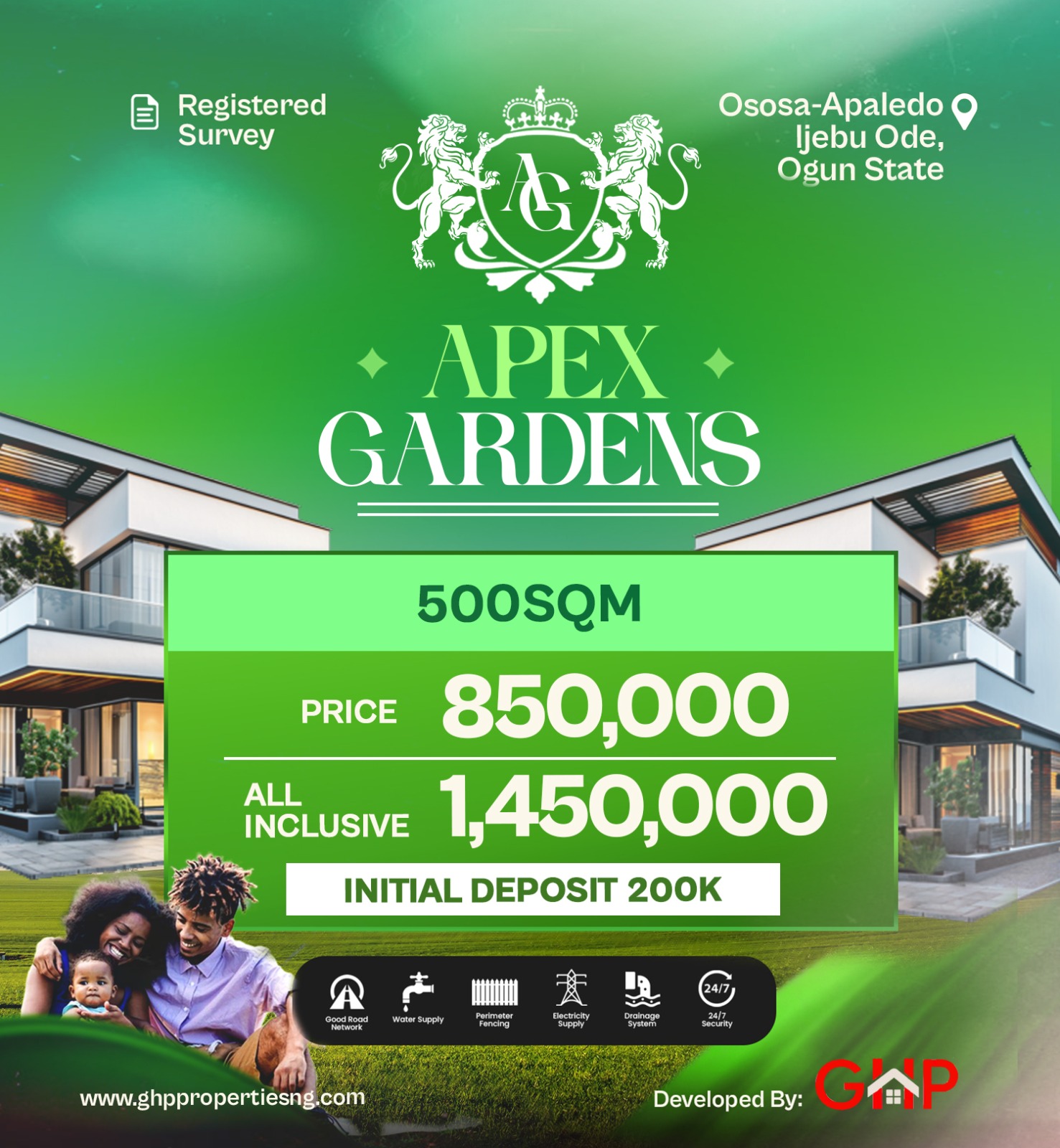 Discover a haven of tranquility and sophistication at Apex Garden Estate, nestled in the heart of Ososa Apa-Aledo, Ijebu-Ode, Ogun State