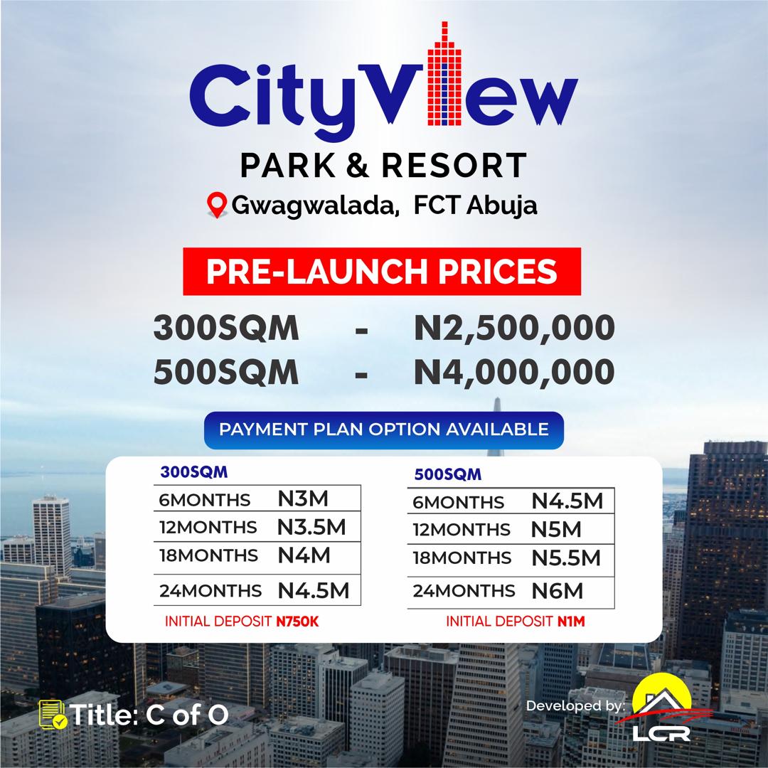 Experience the pinnacle of residential living at City View Park & Resort, a prestigious development nestled atop a hill in Gwagwalada, Abuja