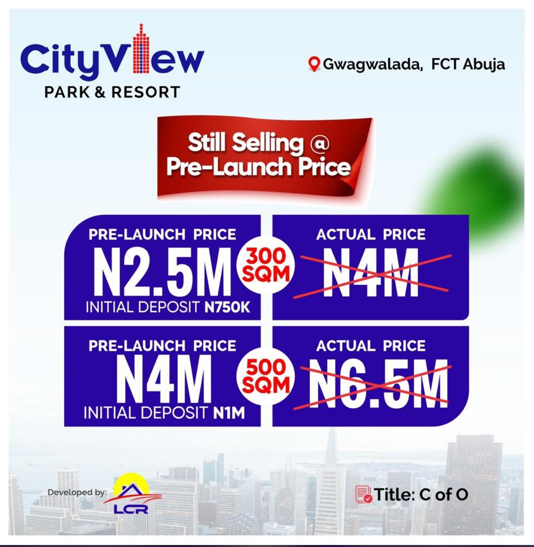 Experience the pinnacle of residential living at City View Park & Resort, a prestigious development nestled atop a hill in Gwagwalada, Abuja